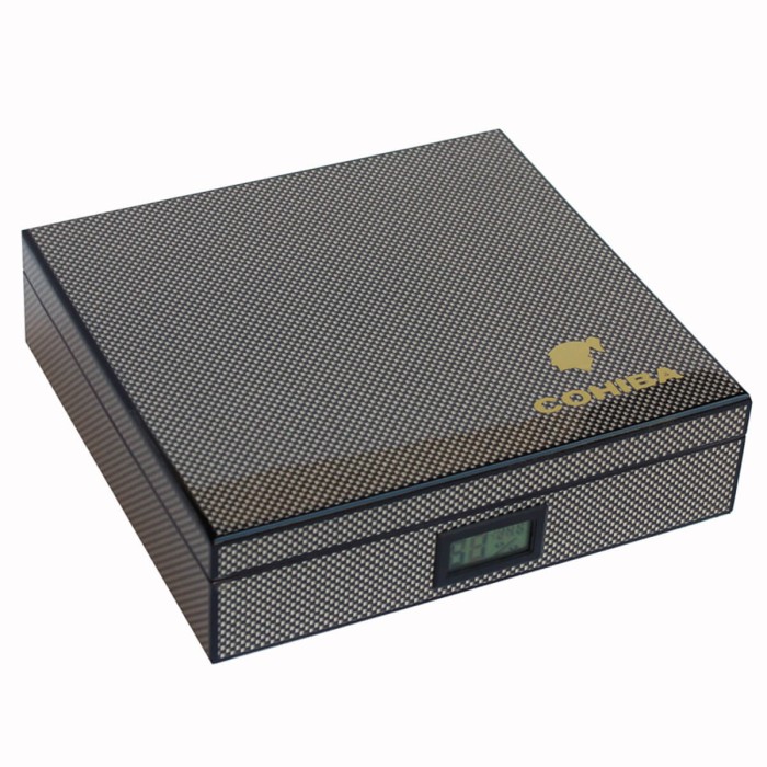 1487-CA-COH Humidor Carbon Cohiba Logo 25ct
