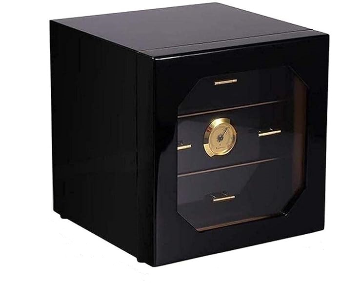 0128-EV Cigar Humidor Dark Brown With 3 Drawers & Digital Hygrometer 75ct